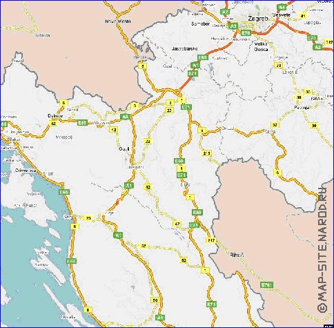 mapa de de estradas Croacia em ingles