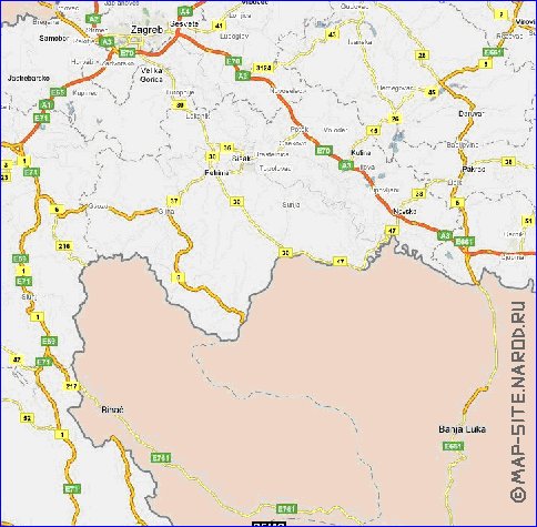 carte de des routes Croatie en anglais