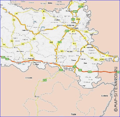 mapa de de estradas Croacia em ingles