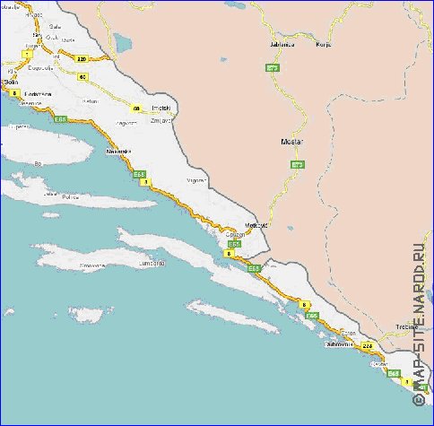 carte de des routes Croatie en anglais