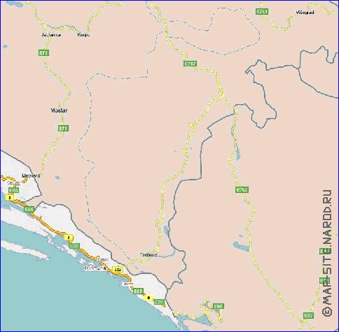 carte de des routes Croatie en anglais