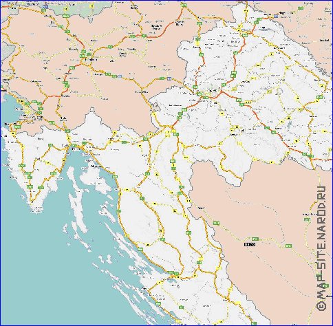 carte de des routes Croatie en anglais