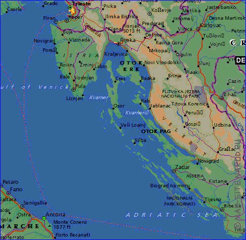 carte de Croatie en anglais