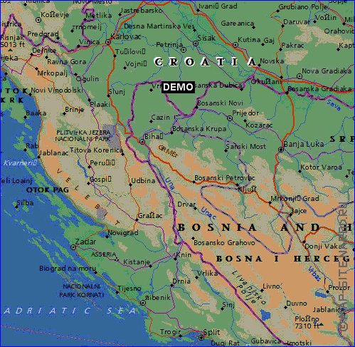 mapa de Croacia em ingles