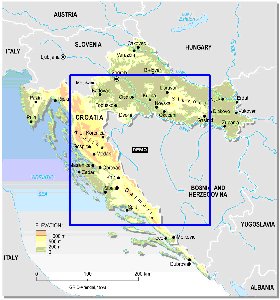 Physique carte de Croatie en anglais