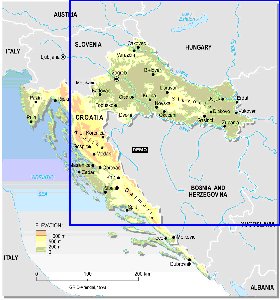 Fisica mapa de Croacia em ingles