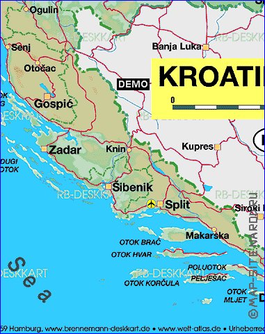 carte de Croatie en allemand