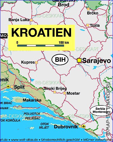 carte de Croatie en allemand