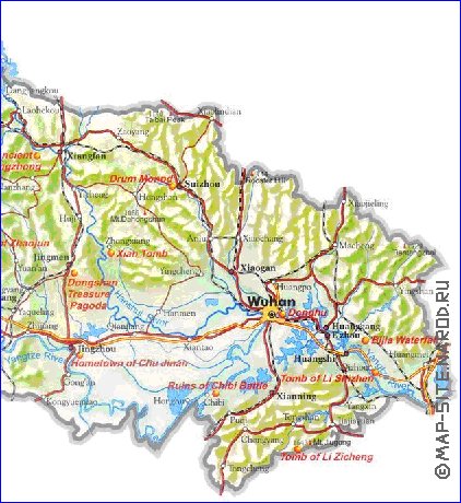 mapa de Hubei